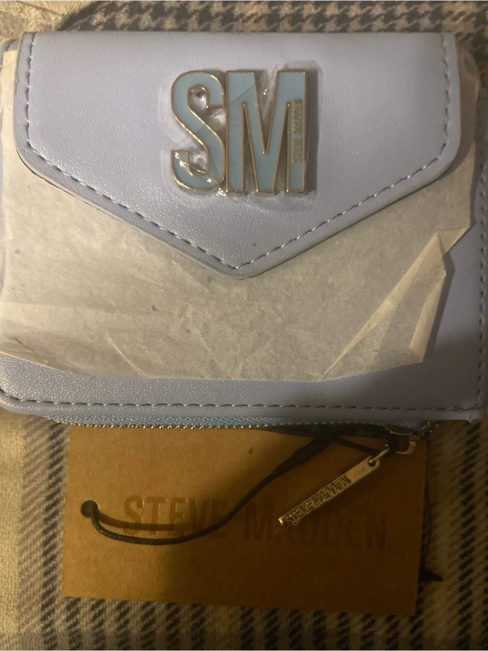 Steve Madden Light  blue  Mini Wallet with silver SM Emblem
